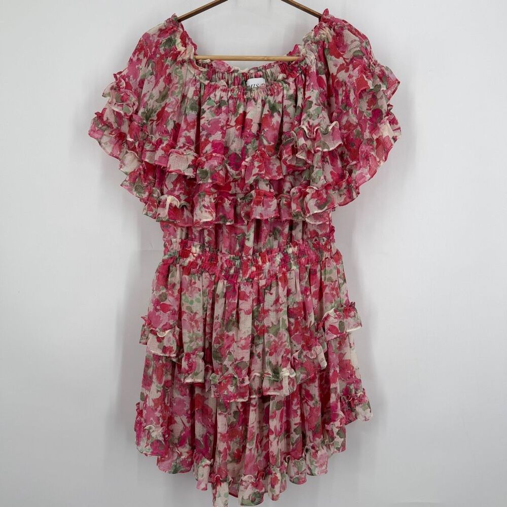 Misa Los Angeles Multicolor Isella Floral Ruffled Georgette Mini Dress Medium